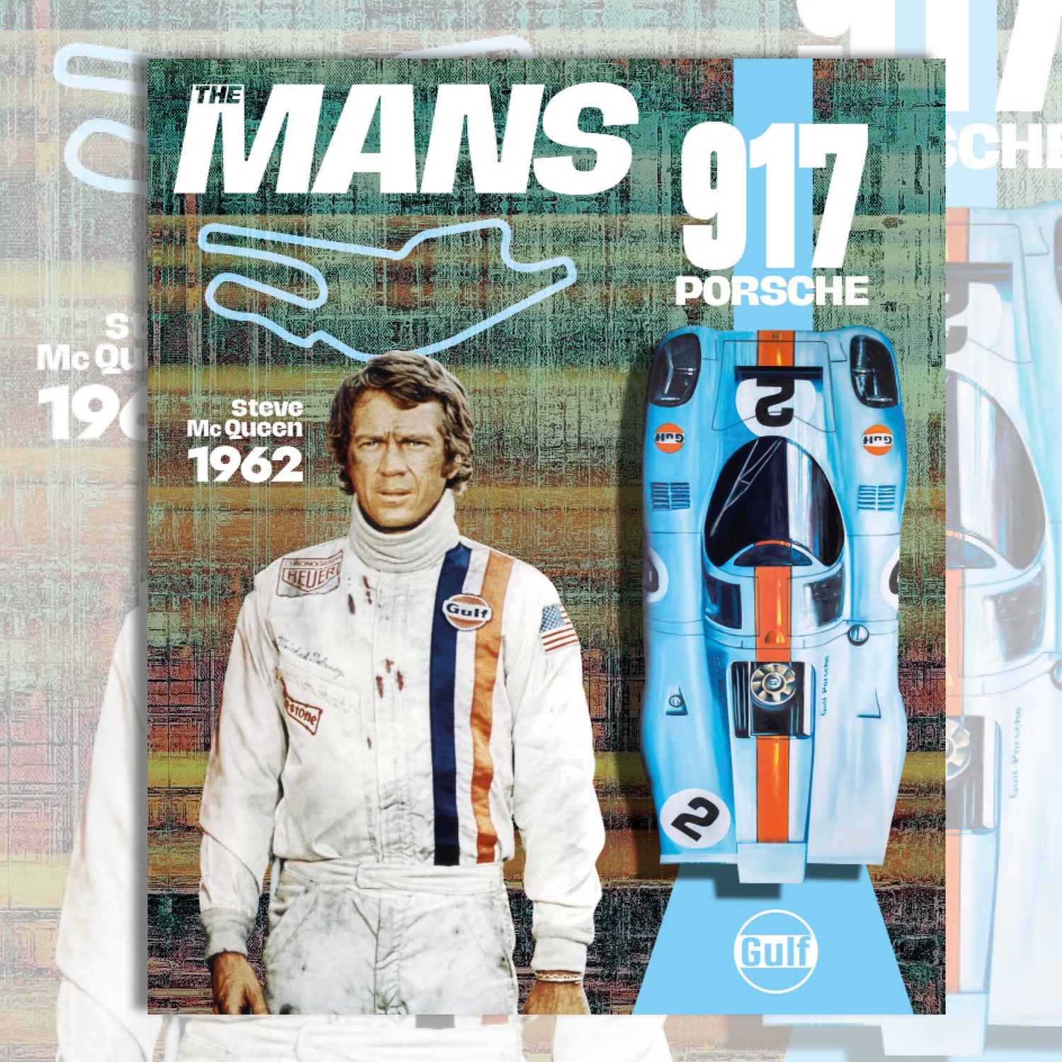 Tableau steve McQueen the mans Porsche 917 